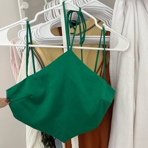 NASTY GAL Triangle tied top, Green. XS
